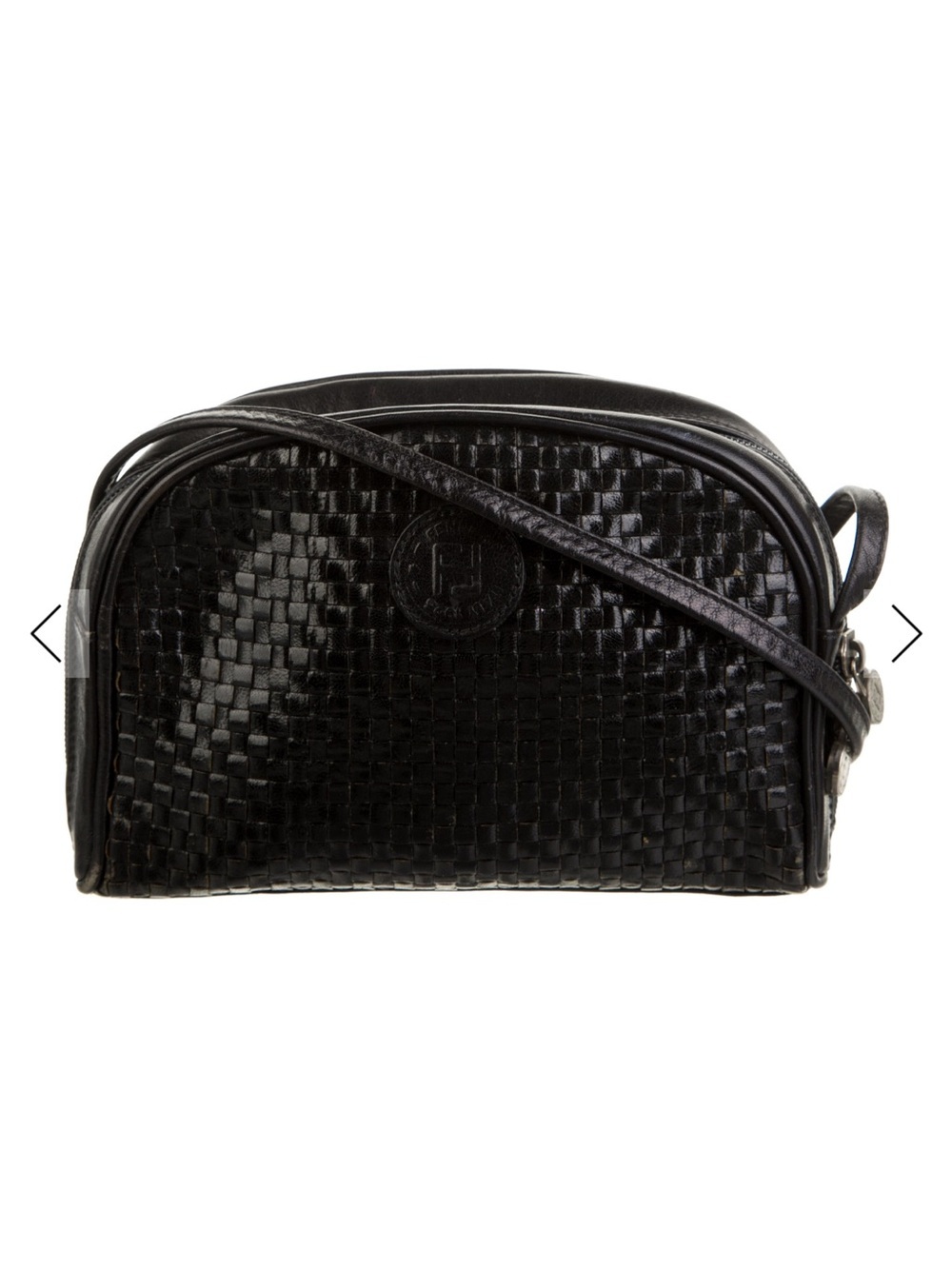 Fendi Vintage Woven Leather Crossbody Bag Black - Picture 1 of 10
